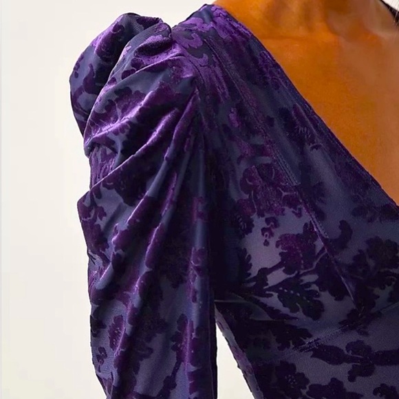 FREE PEOPLE Magic Hour Velvet Bodysuit in Deep Sea Combo Sz M - Picture 3 of 6